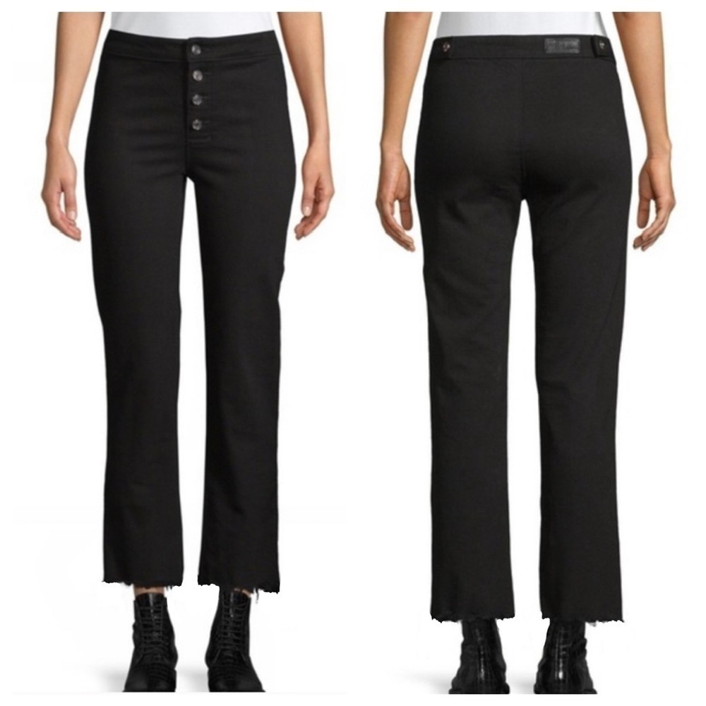 RTA‎ Black Distressed Button Fly Jeans Crop Pants Size 29